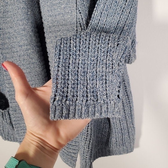 Soft Joie Indigo Blue Open Front Knit Shawl Collar Cardigan Size Medium - Picture 8 of 10